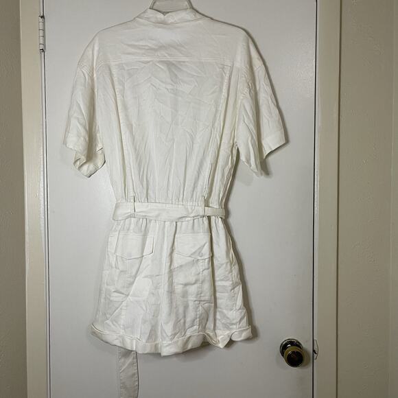 Frame Arie Button-Up Utility Romper Shortall Jumpsuit Ivory Blanc Large $478 - Picture 9 of 9